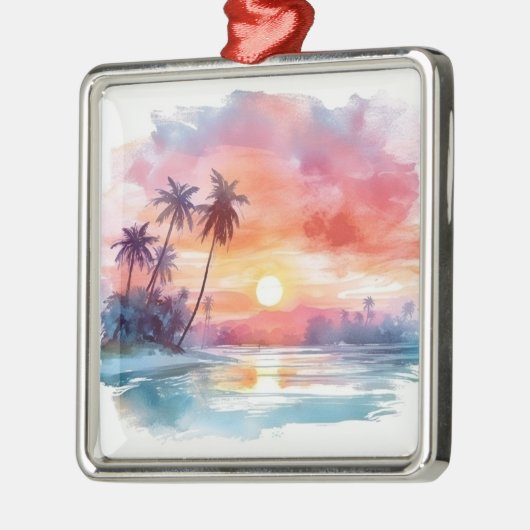 サンセットオーバーウォーターAIオーナメント メタルオーナメント (左)