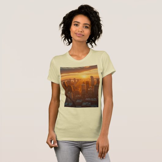 サンセットオーバーザシティー – 暖かい都市光 Tシャツ (正面フル)