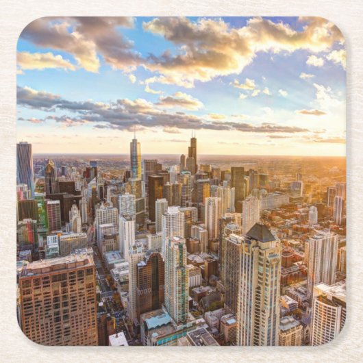 サンセットオーバーシカゴ スクエアペーパーコースター (正面)
