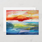 サンセットオーバーシーインウォーターカラースタイル シーズンポストカード (正面/裏面)