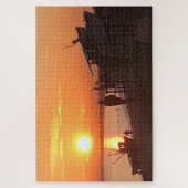 サンセットオーバーハイザベイケント魚釣りボート ジグソーパズル (縦)