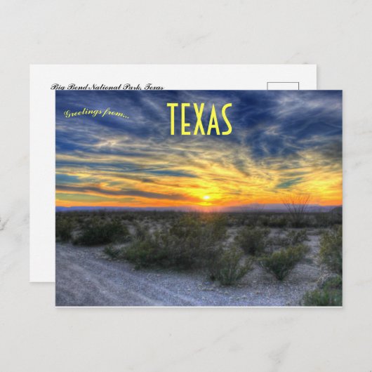 サンセットオーバービッグベンド国立公園テキサス州USA ポストカード (正面/裏面)