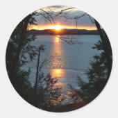 サンセットオーバーフォレストレイクステッカー ラウンドシール (正面)