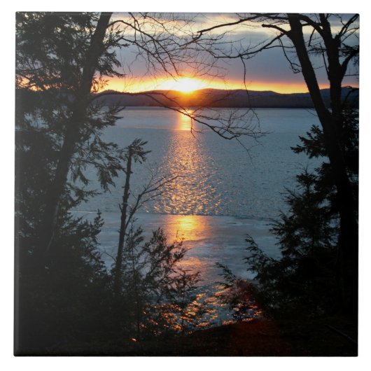 サンセットオーバーフォレストレイクセラミックタイル タイル (正面)