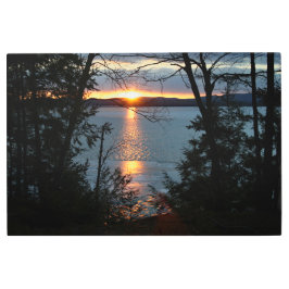 サンセットオーバーフォレストレイクメタルウォールアート メタルプリント