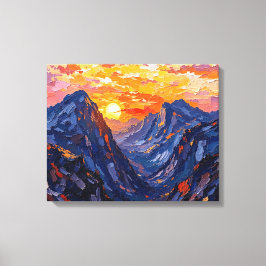 サンセットオーバーマウンテンズキャンバスプリント | 風光明媚な土地 キャンバスプリント