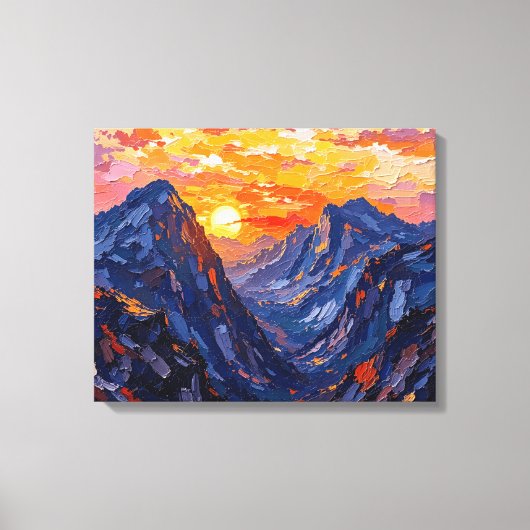 サンセットオーバーマウンテンズキャンバスプリント | 風光明媚な土地 キャンバスプリント (正面)
