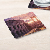 サンセットオーバーローマコロシアムインローマ スクエアペーパーコースター (アングル)