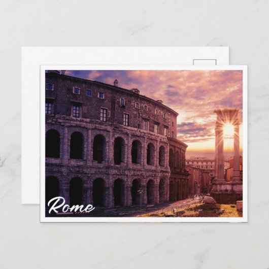 サンセットオーバーローマコロシアムインローマ ポストカード (正面/裏面)