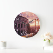 サンセットオーバーローマコロシアムインローマ ラージ壁時計 (ホーム)