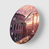 サンセットオーバーローマコロッセオンインローマ ラウンド壁時計 (傾斜)