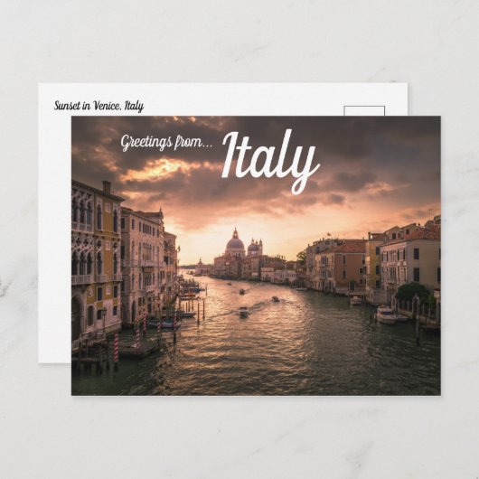 サンセットオーバーヴェネツィアイタリア ポストカード (正面/裏面)