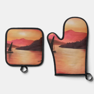サンセットオーブンミッテンとポットスタンド 鍋つかみ&鍋敷きセット