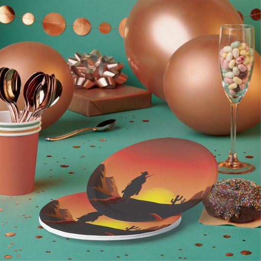 サンセットカウボーイ紙プレート ペーパープレート