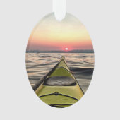 サンセットカヤック楕円アクリルクリスマスオーナメント オーナメント (正面)