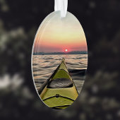サンセットカヤック楕円アクリルクリスマスオーナメント オーナメント