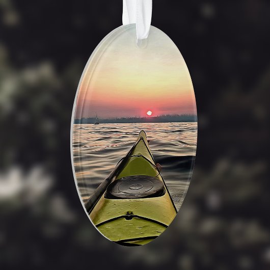 サンセットカヤック楕円アクリルクリスマスオーナメント オーナメント
