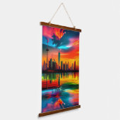 サンセットカラフルシティスケープ 吊り下げ型タペストリー (傾斜あり)
