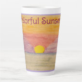 サンセットカラフルパ淡い色のープル カフェラテマグ (正面)