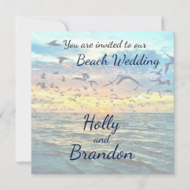 サンセットカラフルプリントビーチ結婚式招待状 招待状