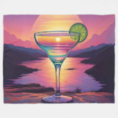 サンセットカラフルマルガリータ フリースブランケット (正面(横))