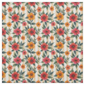サンセットカラーとタン色の花ストライプたち ファブリック (見本)