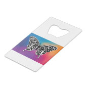 サンセットカラーの蝶のデザイン クレジットカード栓抜き (裏面アングル)