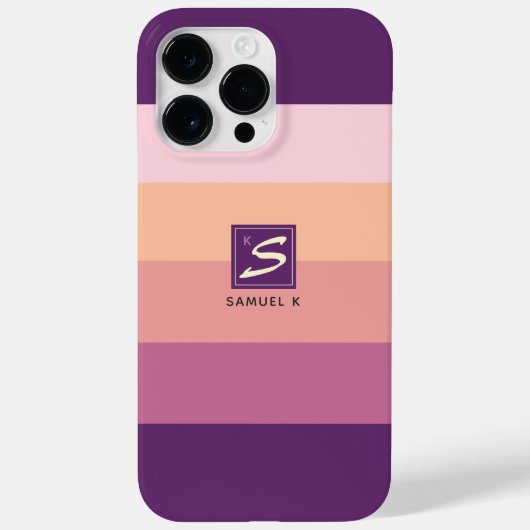 サンセットカラーパレットストライプモノグラム Case-Mate iPhoneケース (裏面)