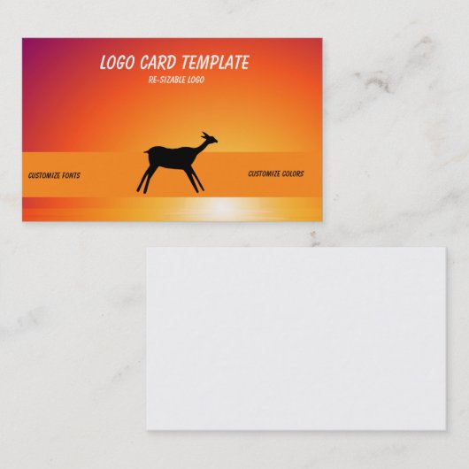 サンセットカラー古代の鹿ロゴ 名刺 (正面/裏面)