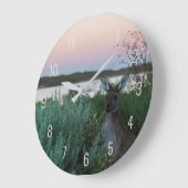 サンセットカンガロカラフルワイルドライフオーストラリア ラージ壁時計 (傾斜)
