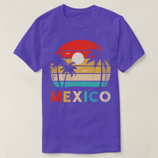 サンセットカンクンビーチメキシコレトロ Tシャツ (デザイン正面)