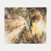 サンセットカントリーロードの風景 フリースブランケット (正面(横))