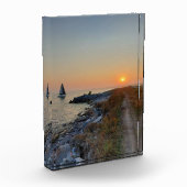 サンセットカードの間オンタリオ湖のボート フォトブロック (左)