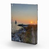 サンセットカードの間オンタリオ湖のボート フォトブロック (右)