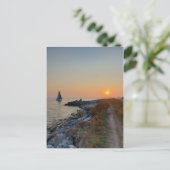 サンセットカードの間オンタリオ湖のボート ポストカード (スタンド正面)
