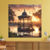 サンセットガゼボオンザレイク キャンバスプリント (インサイチュ (リビング))