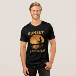 サンセットキャストリピート釣りアドベンチャーデザイン トライブレンドＴシャツ
