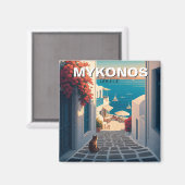サンセットキャットinミコノスGreece Cyclades Travel マグネット (正面/裏面)