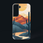 サンセットキャニオントレイルフォンケース SAMSUNG GALAXY S22ケース<br><div class="desc">小さな後を追太陽に照ら白熱［赤熱］光を放つされ、柔らかい砂漠のシルエットに囲まれた峡谷を通る曲がりくねった道。</div>