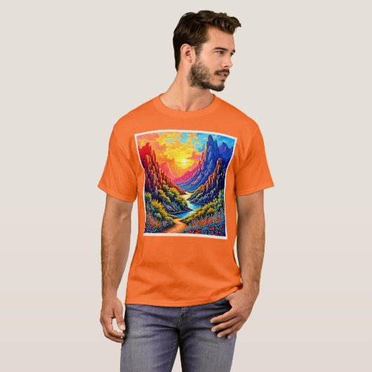 サンセットキャニオンリバーアート Tシャツ (正面フル)