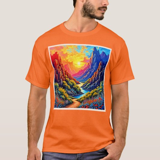 サンセットキャニオンリバーアート Tシャツ (正面)
