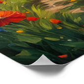 サンセットキャンバスカラフル花 ポスター (角)