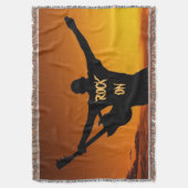 サンセットギターマンシルエット スローブランケット (正面縦)