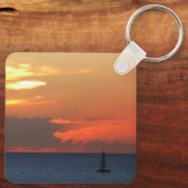 サンセットクラウドと帆船シースケープ キーホルダー (裏面)