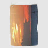 サンセットクラウドと帆船シースケープ ゴルフタオル (正面)