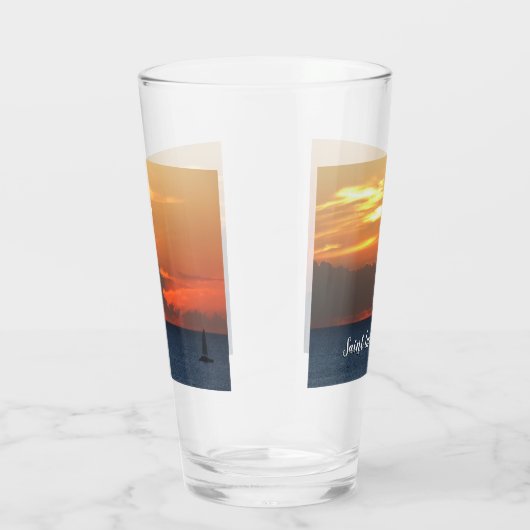 サンセットクラウドと帆船シースケープ タンブラーグラス (右)