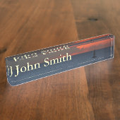 サンセットクラウドと帆船シースケープ デスクネームプレート (側面)