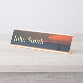 サンセットクラウドと帆船シースケープ デスクネームプレート (正面)