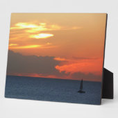 サンセットクラウドと帆船シースケープ フォトプラーク (側面)