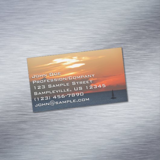 サンセットクラウドと帆船シースケープ マグネット名刺 (インサイチュ)